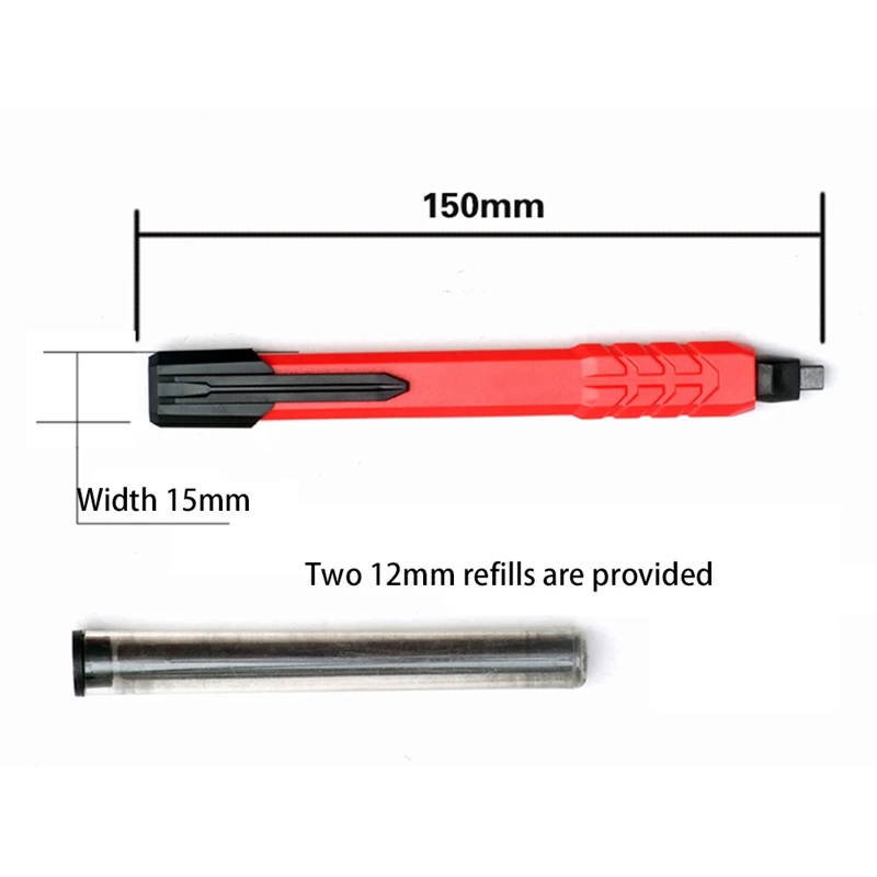 Automatic Woodworking Pen With 2 Refills, Flat Lead, Durable Woodworking Pencil,Carpenter Pencils
