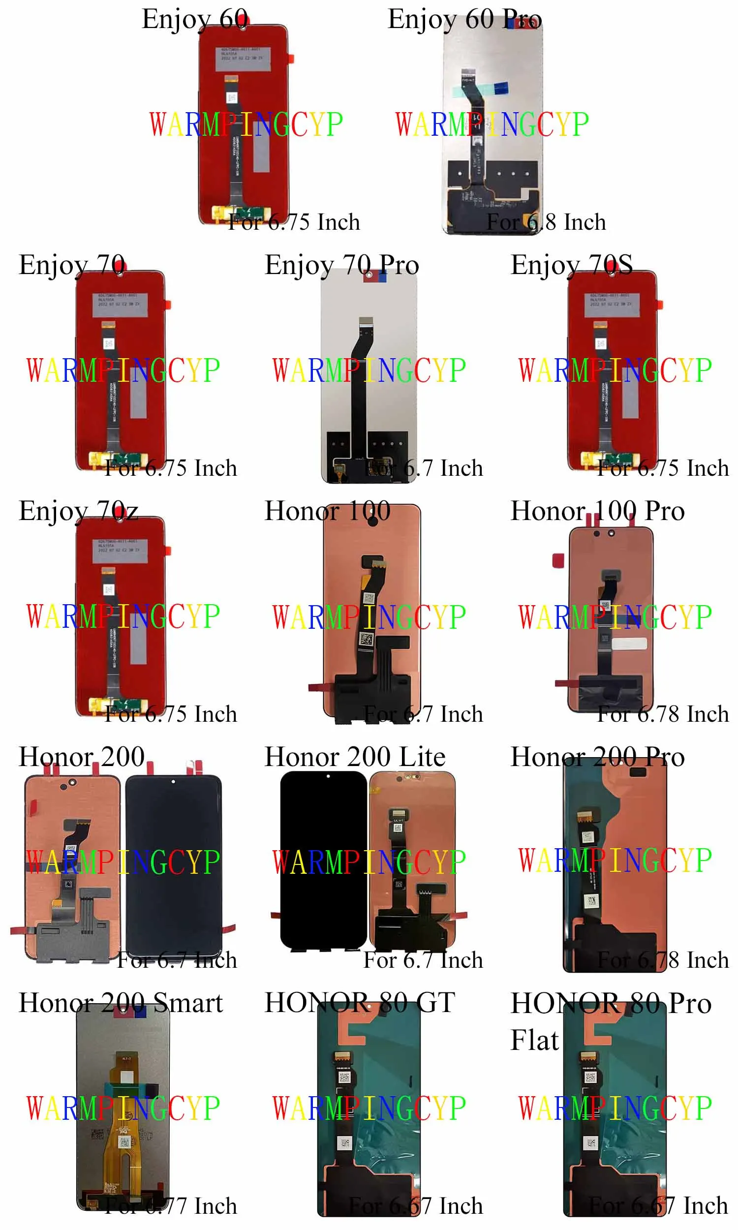 Assembly (Touch Screen+LCD) For HUAWEI Enjoy 60X Pro 70S 70z HONOR 100 200 Lite Smart 80 AGT-AN00 Flat MGA-AL40 STG-AL00