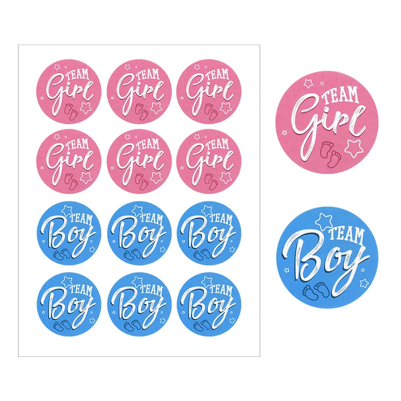 120pcs Gender Reveal Stickers for Party Invitations and Voting Games Team Boy Team Girl Labels Sticker Baby Shower Reveal Party