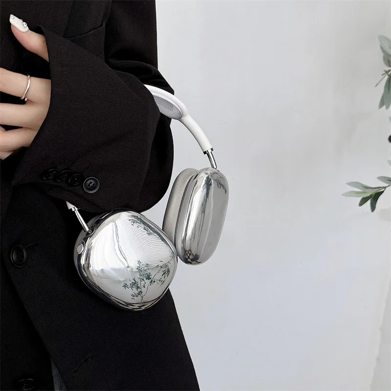 Electroplating Simple Solid Color Versatile Girl Heart Suitable For Airpods Max Ear Worn Iphone Protective Case