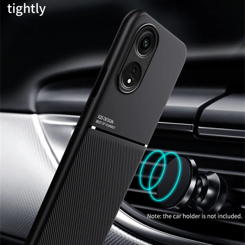 For OPPO Reno8 T 5G CPH2505 Case Leather Texure Magnetic Car Holder Back Cover For Oppo Reno8 T Reno 8T 4G CPH2481 Phone Cases