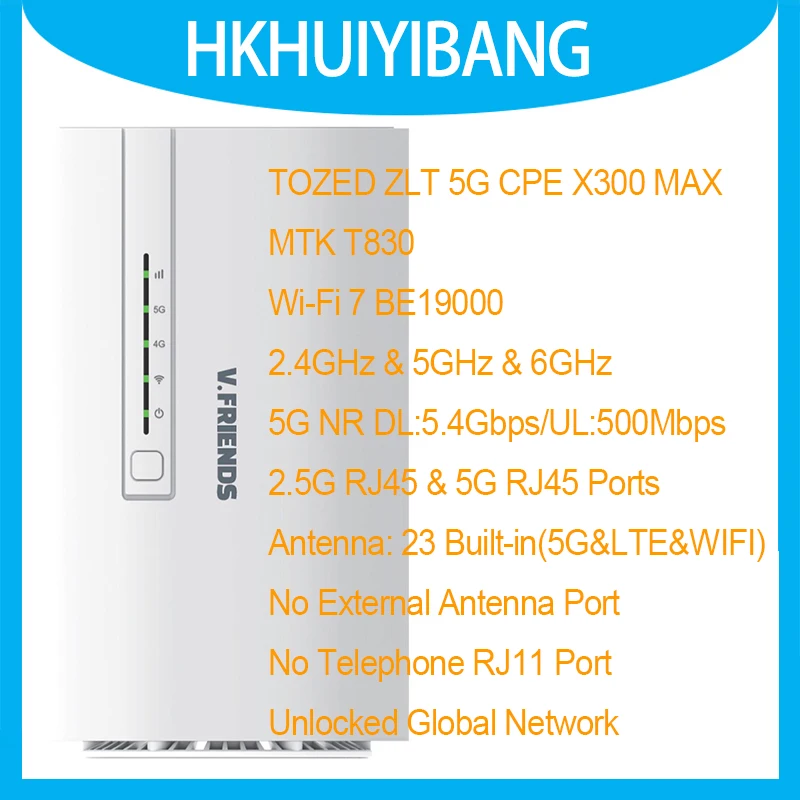 

TOZED ZLT 5G CPE X300 MAX WiFi 7 BE19000 Беспроводной маршрутизатор T830 6 ГГц 2,5G + 5G Ethernet-порт 5G SIM-карта 4G LTE CAT19 Домашний модем