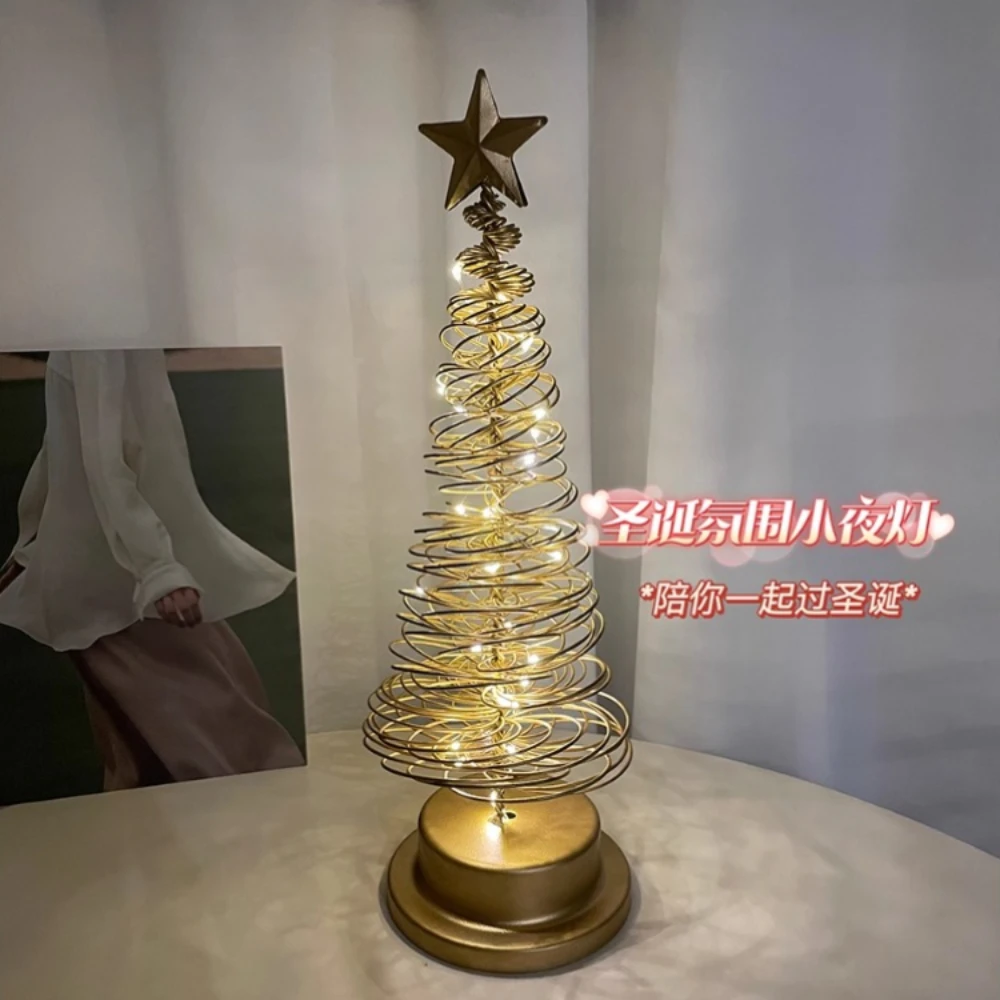 Nordic LED Christmas Tree Lamp Novelty Nightlight Crystal Star Light Decoration Girl Bedroom Atmosphere Light Table Lamp