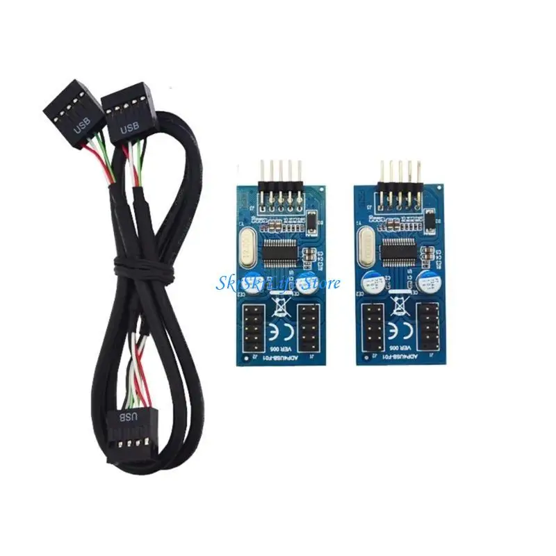 

E65E 1 to 2/4 Extension Cable Card Desktop 9Pin USB HUB Connector Adapter Converter