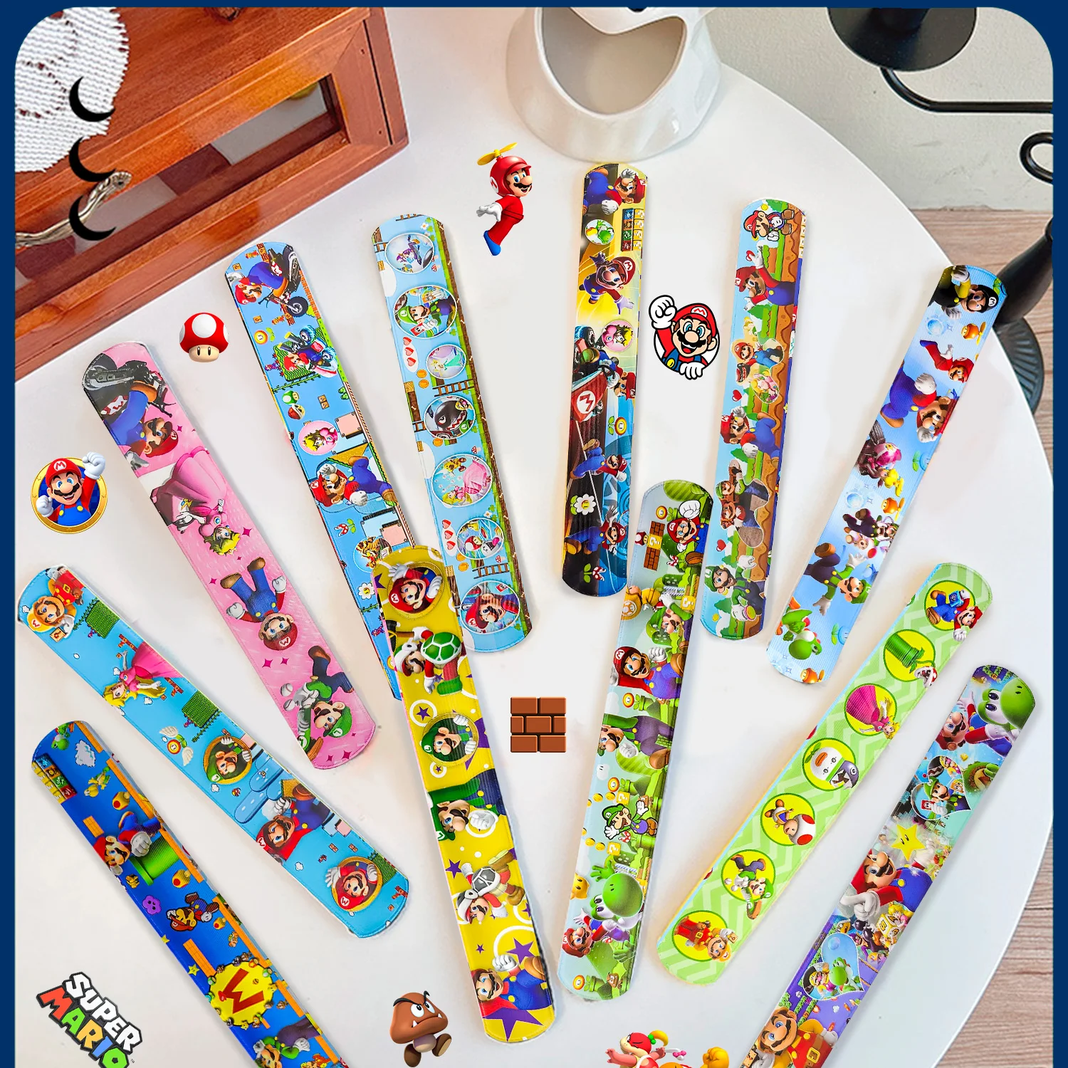 Slap Bracelets, 40pcs Bracelets and 50pcs Stickers for Kids Boys & Girls - Themed Party Favors for Birthday Party Supplies