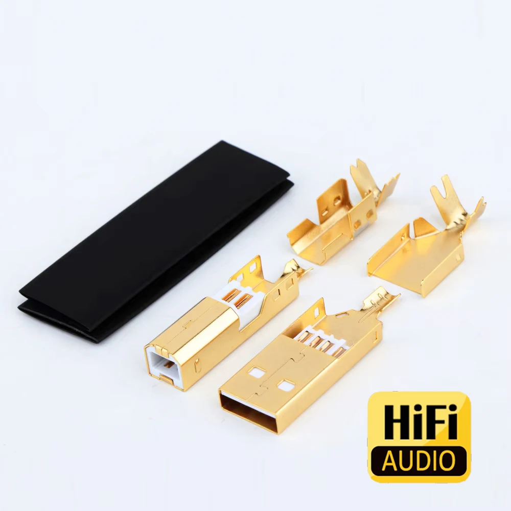 High-end Tellurium Copper Rose Gold Gold/Silver Plated USB Connector Type A-B USB Plug DIY USB Cable Soldered Connector Jack