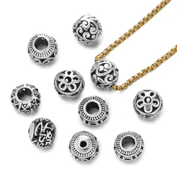 5pcs Multiple Styles Alloy Hollow Loose Bead Big Hole Spacer Beads for Bracelet Necklace Keychain Jewelry Making Accessories