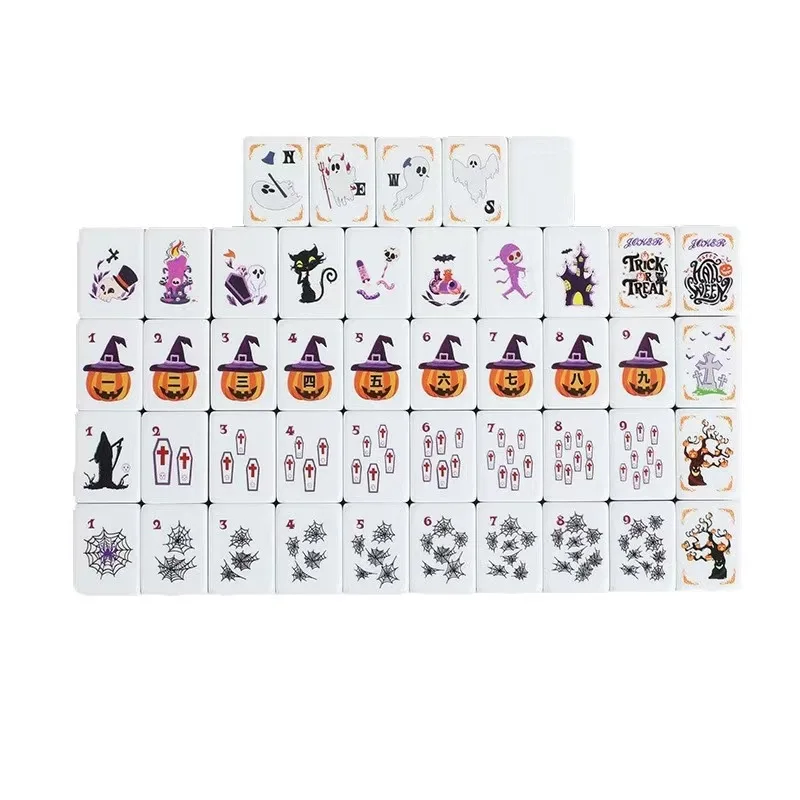 Halloween Style 4 Layer Mahjong Tiles Set 160 pcs Acrylic Deep Engraved Majiang