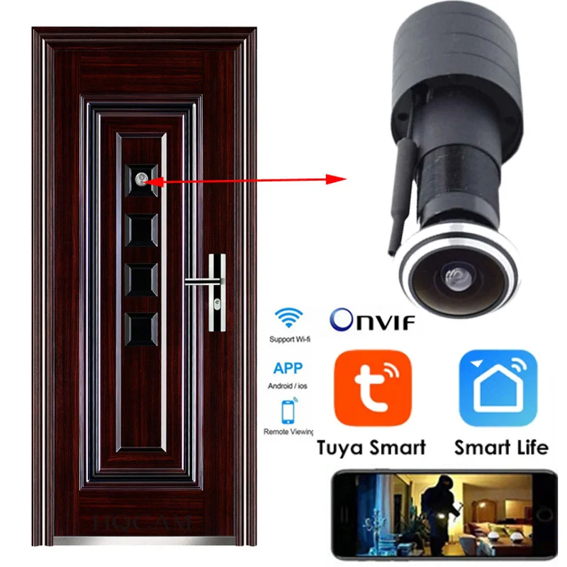 Agujero de seguridad para puerta, lente gran angular de 1080mm, 1,7 P, HD, ojo de pez, red CCTV, Mini mirilla para puerta, cámara WifI, P2P, ONVIF