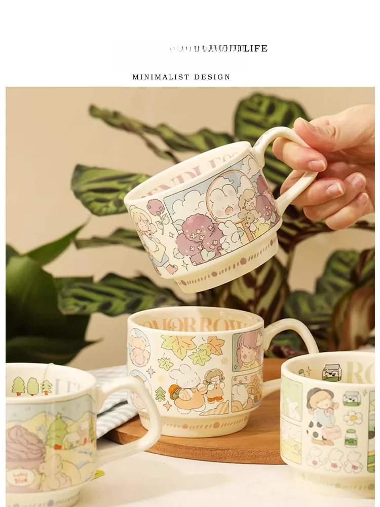 

Набор кружек Tlife Cerc в скандинавском стиле, стаканы для воды, стабильные кружки для домашнего использования, с мультяшным аниме-принтом, маленькие, в подарочной коробке