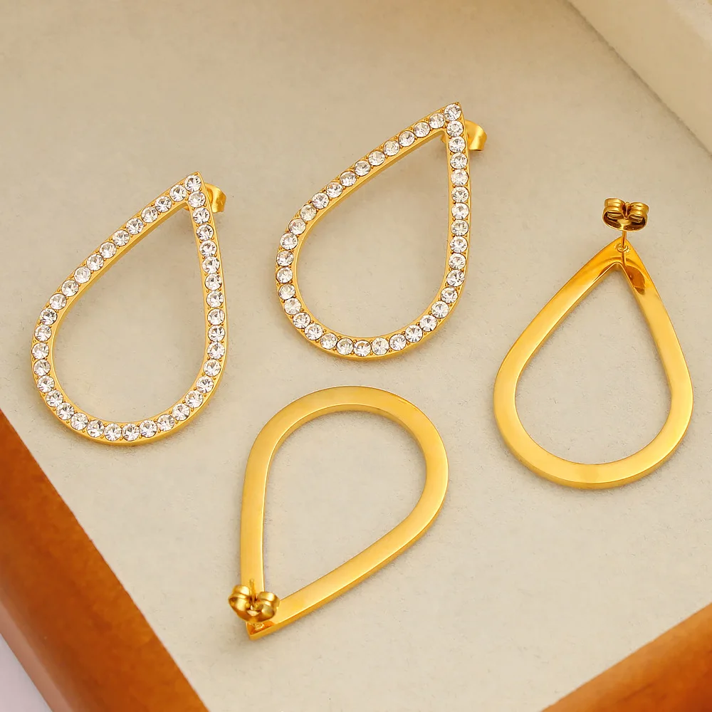 DIY accessories French Elegant Romantic Crystal Zircon Earrings French Vintage Fashionable Earrings Women's Drop Shaped Stainles