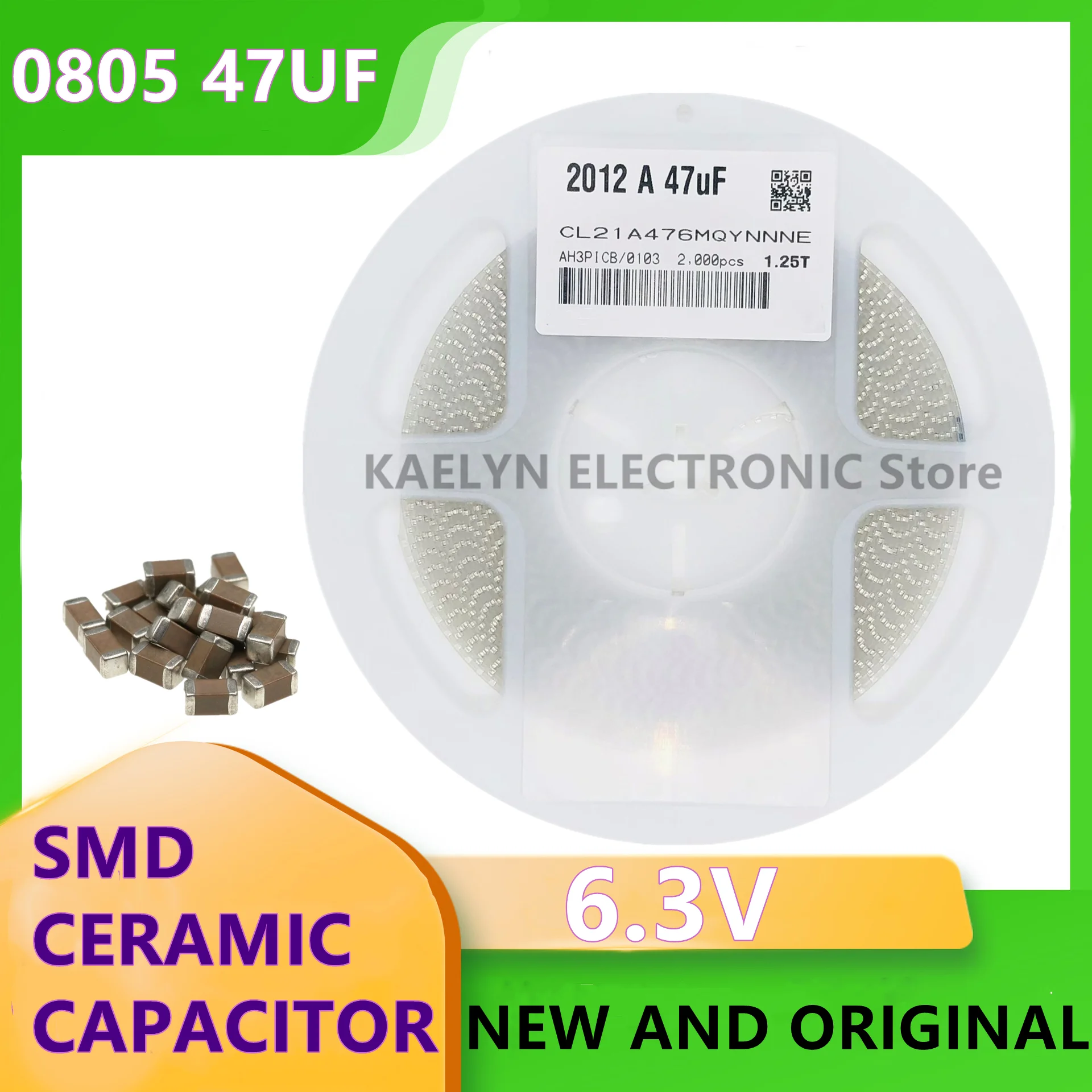 

1reel/2000PCS chip capacitor smd 2012/0805 47UF 476M 476 20% 6.3V CL21A476MQYNNNE CERAMIC MLCC NEW AND ORIGINAL