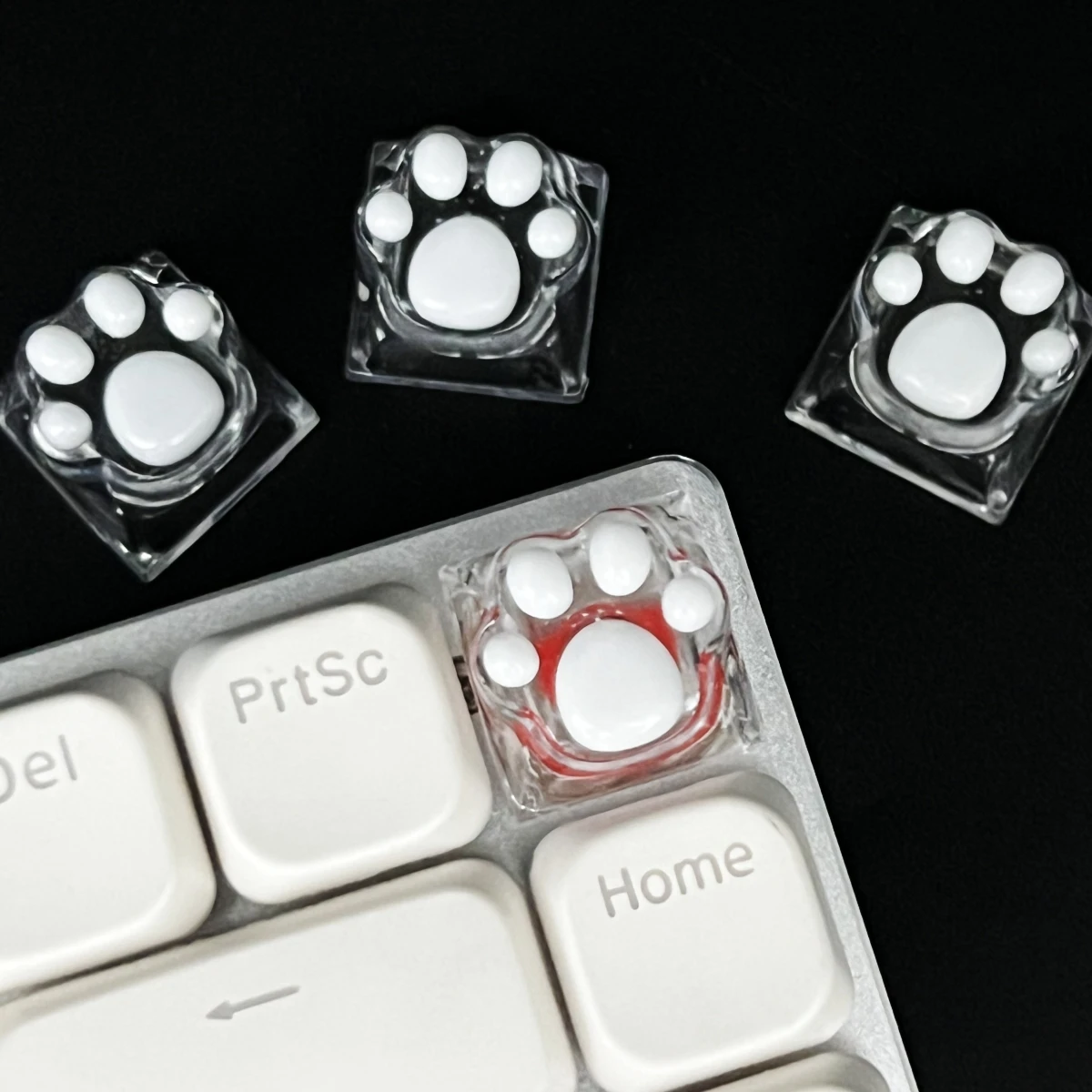 4pcs Handmade Translucent White Black Cat Claw Resin Keycaps Epoxy Glue Mechanical Keyboard Unique Personality Custom Keycap