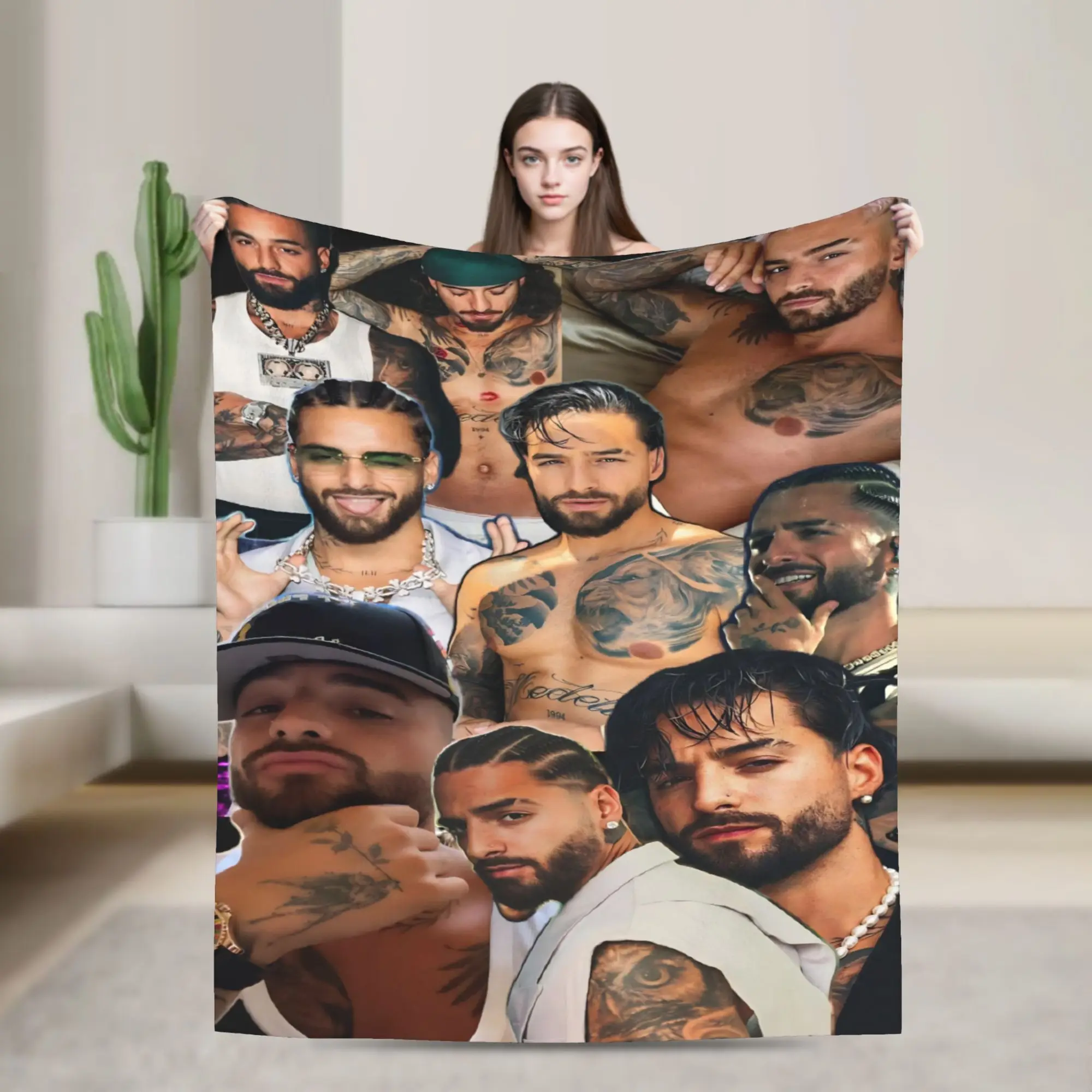 Maluma Colombian Singer Photo Collage Blankets Camping Flannel Throw Blanket For Bedroom Soft Warm Custom Quality Bedspread Gift