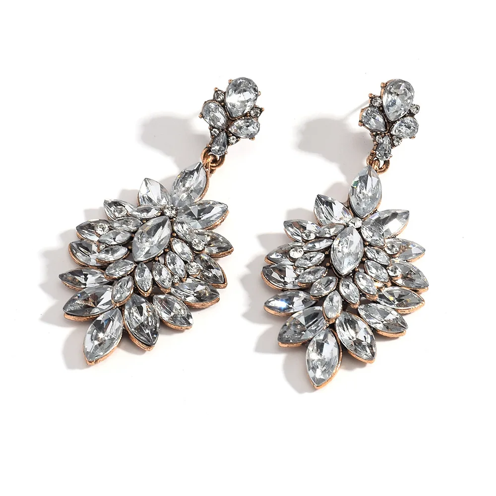 Fashion and elegance alloy diamond-encrusted high-end earrings, femininity rhinestone dinner earrings, cross-border wholesale