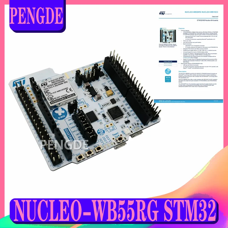 

NUCLEO-WB55RG STM32 Nucleo-64 development board with STM32WB55RGV6 MCU supports Arduino ST Morpho connectivity