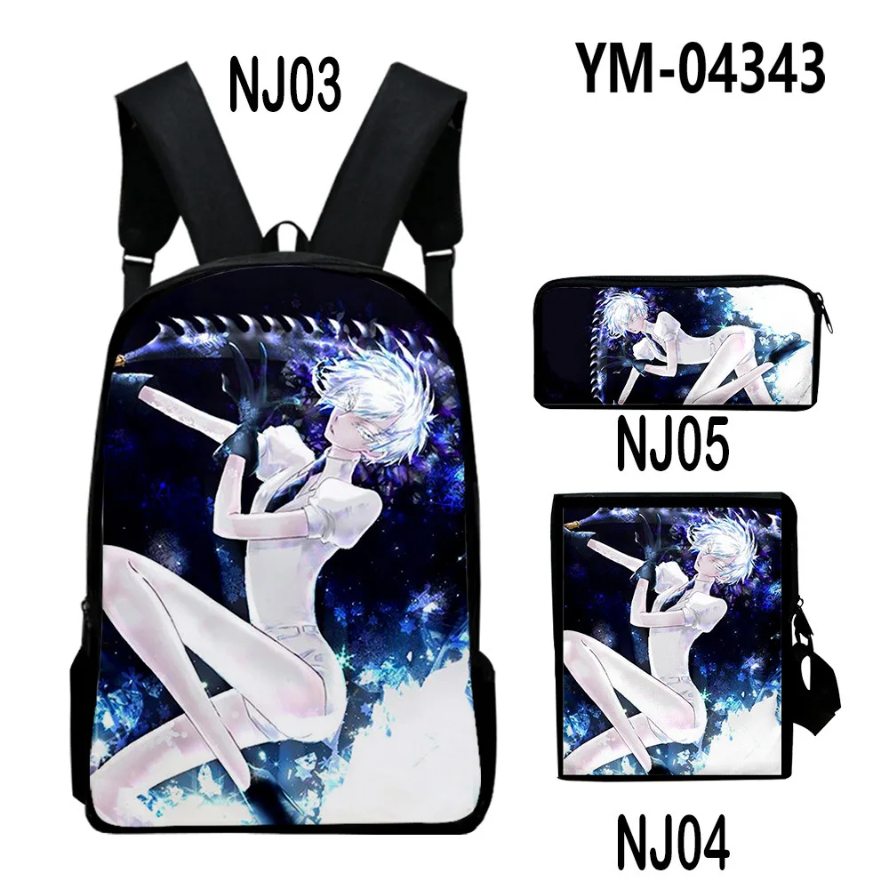 Cartoon Land of the Lustrous 3D Print 3pcs/Set pupil School Bags Laptop Daypack Backpack Inclined shoulder bag Pencil Case