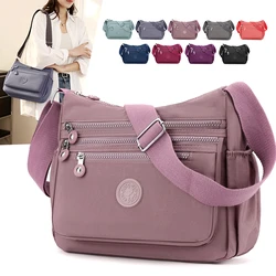 Leisure Simple Women's Shoulder Bag Nylon Multi Pockets Waterproof Messenger Bag Solid Color Female Shoulder Bag For Outings