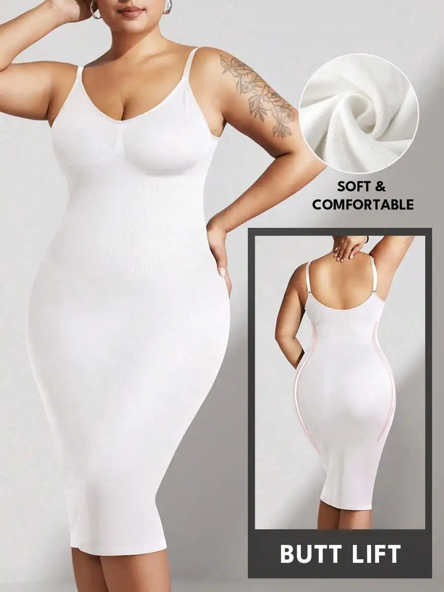 Plus Size Women Seamless Shapewear Dress Waist Slimming Butt Lift Comfortable Bodycon Slip