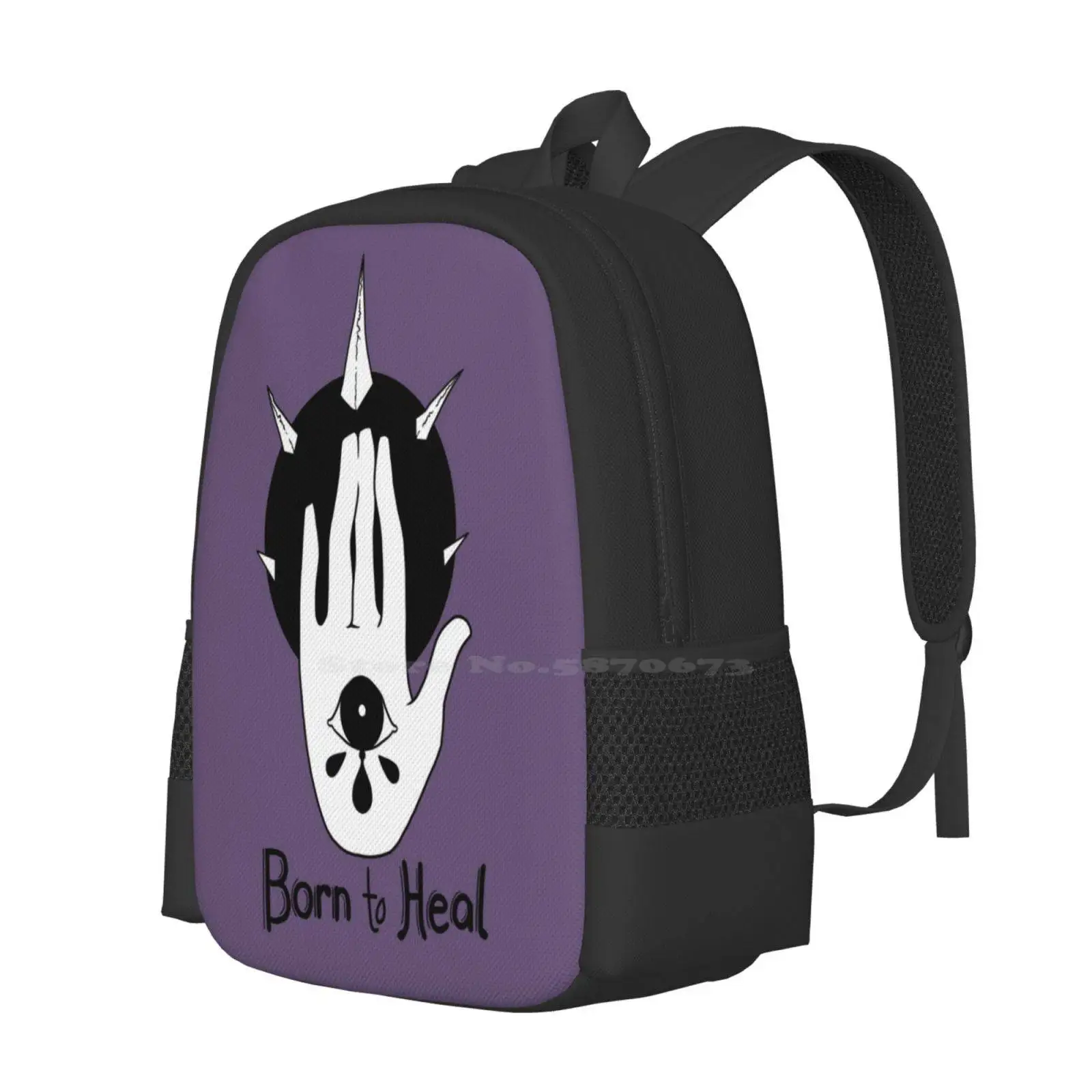 Mochila esotérica Simple para estudiantes universitarios, diseño de patrón de Palma para adolescentes, bolsos planos en blanco y negro, estética mística, mano, ojo, curación, Punk