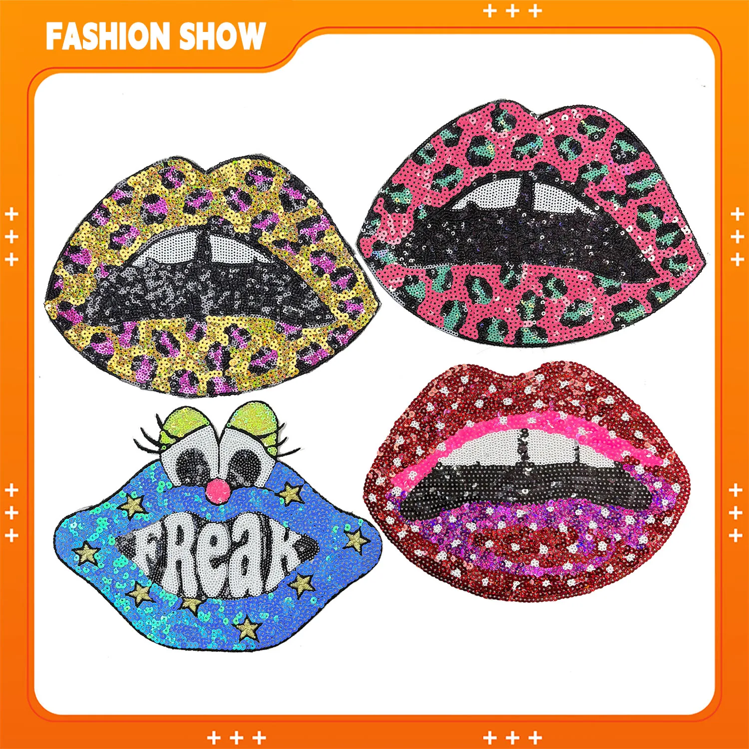 Iron-On DIY Lip-Shaped Sequin Embroidery Patch Creative Sequin Lip-Shaped Applique Decoration Accessories for Sweatshirts/T-Shirts/Sweaters/Hats Personalized Rhinestone Badge