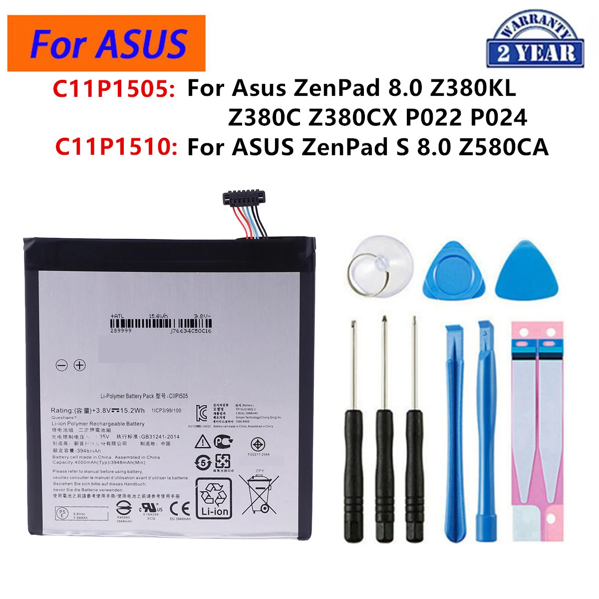 

Совершенно новый аккумулятор C11P1505 4000 мАч для Asus ZenPad 8,0 Z380KL Z380C Z380CX P022 P024, сменный аккумулятор + инструменты