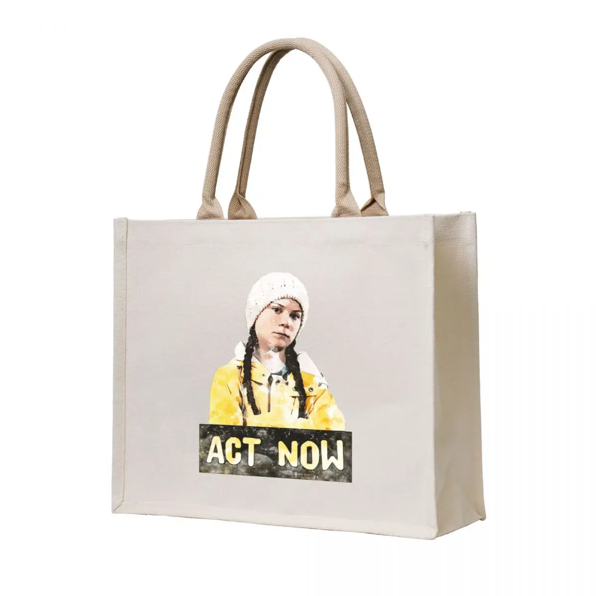 

ACT NOW - Greta Thunberg t-Shirt Tote Bag shopping bags foldable canvas shopping bag Handbags