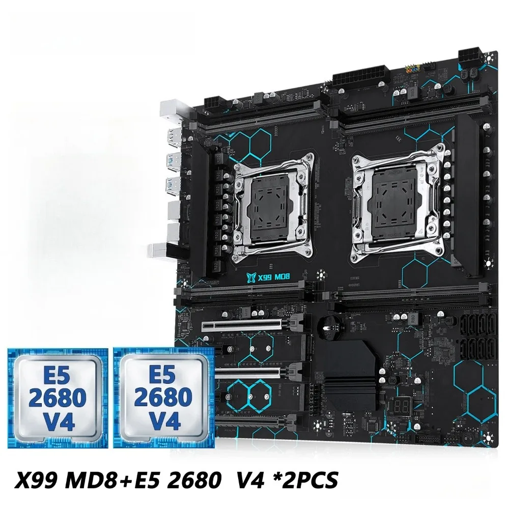 

Комплект материнской платы X99 MD8 с двумя процессорами, опционально с двумя процессорами Intel Xeon E5 2680 V4, сокет LGA2011-3, чипсет C612, для серверного компьютера
