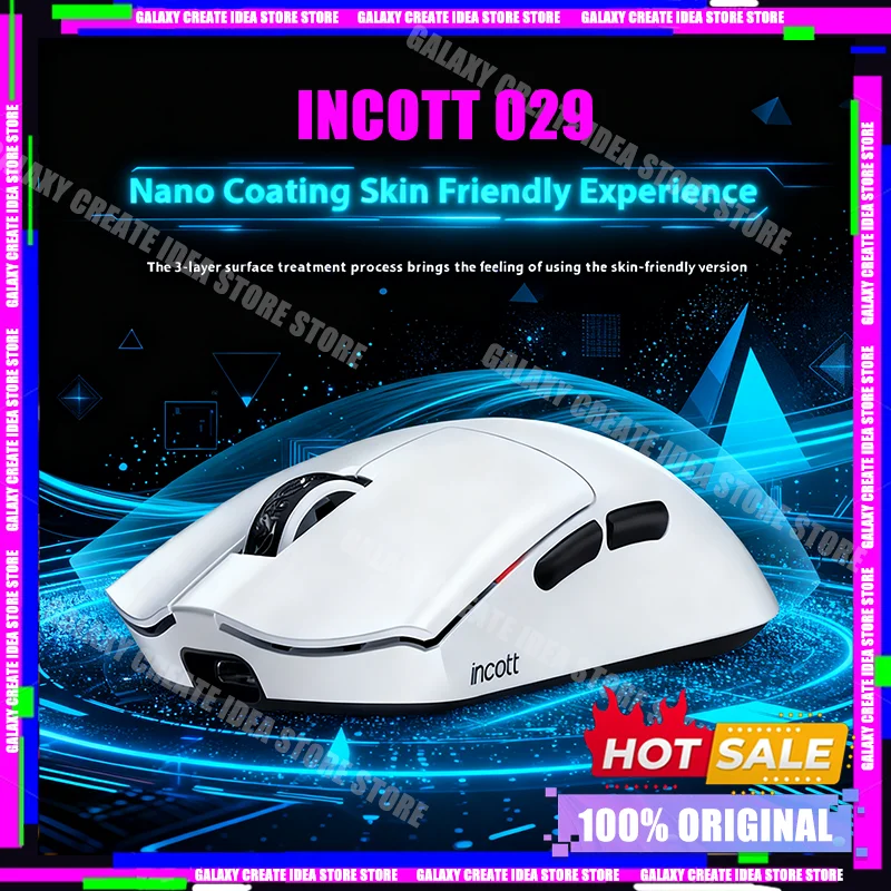 

NEW Incott 029 Wireless Mouse 3-Mode Gaming Mouse PAW3395/PAW3950 Bluetooth 8K Lightweight Ergonomics Pc Gamer Accessories Gifts