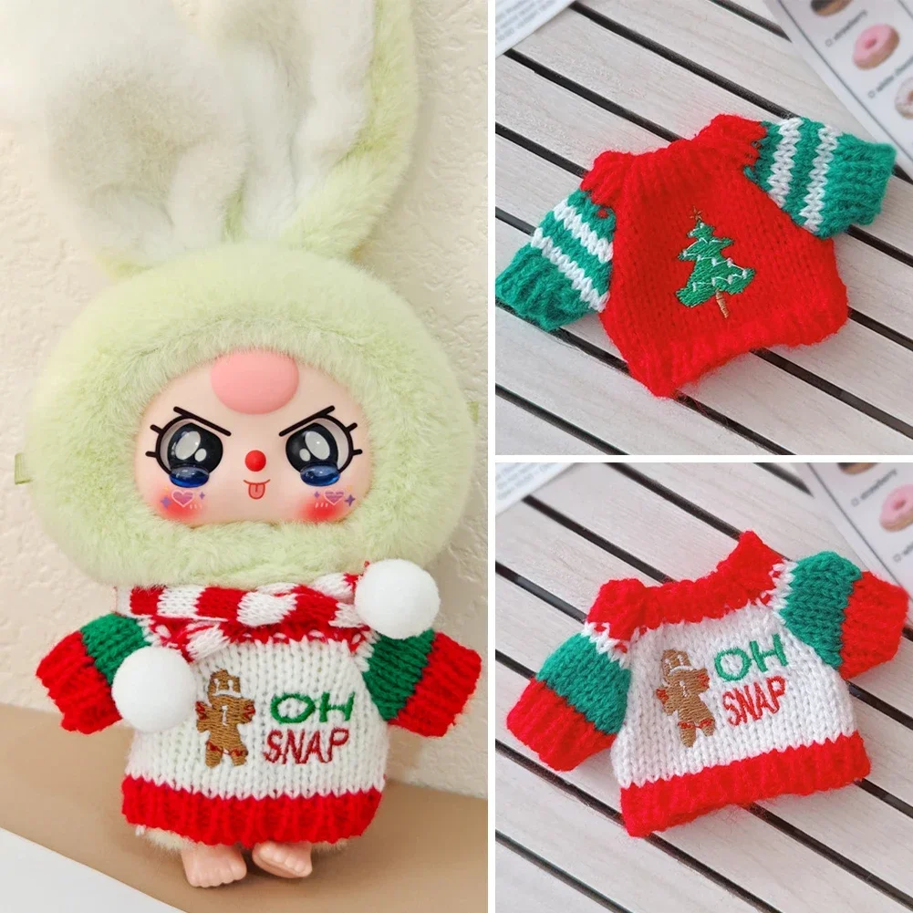 Mini roupas de boneca acessórios para coreia kpop exo labubu ídolo v1 v2 suéter de natal conjunto de chapéu roupas de inverno