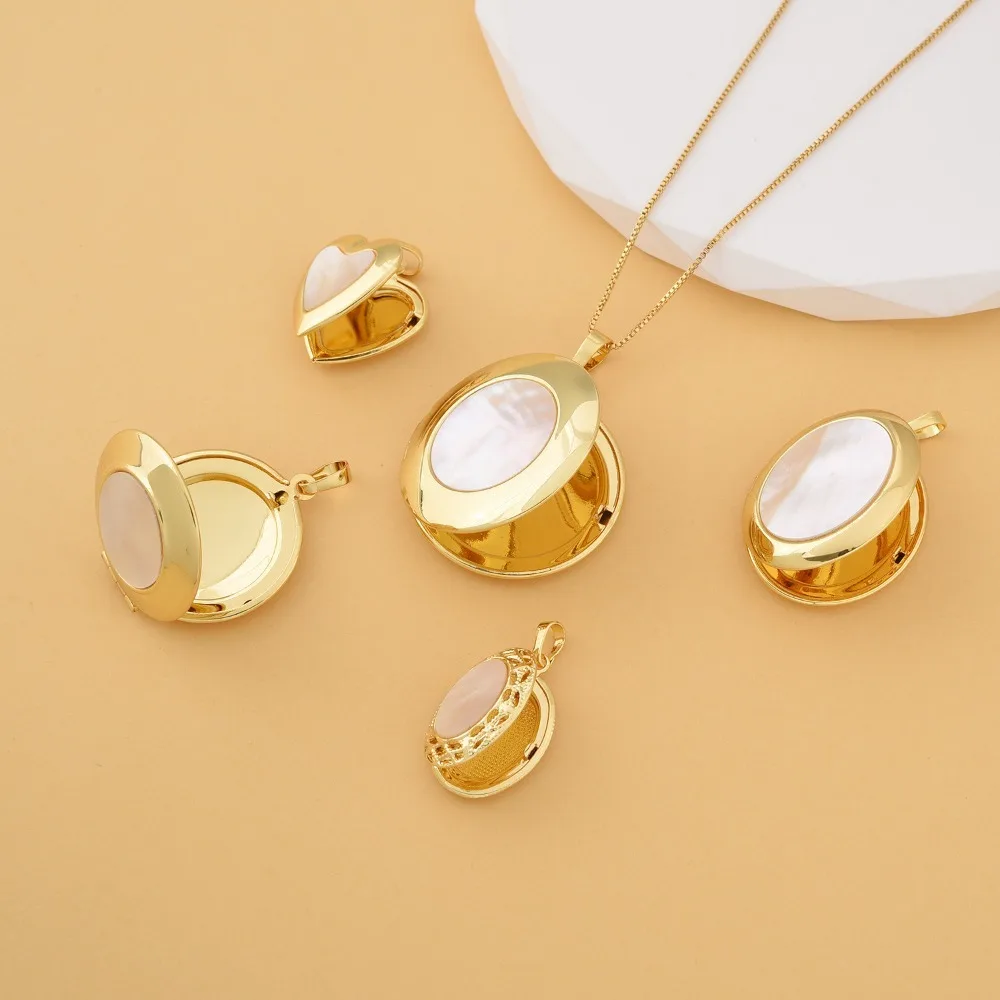 

Цельная латунная шкатулка для драгоценностей в форме ракушки, винтажный рельефный узор, кулон, ожерелье «сделай сам», круглое сердце, овальное открывающееся очаровательное аксессуар