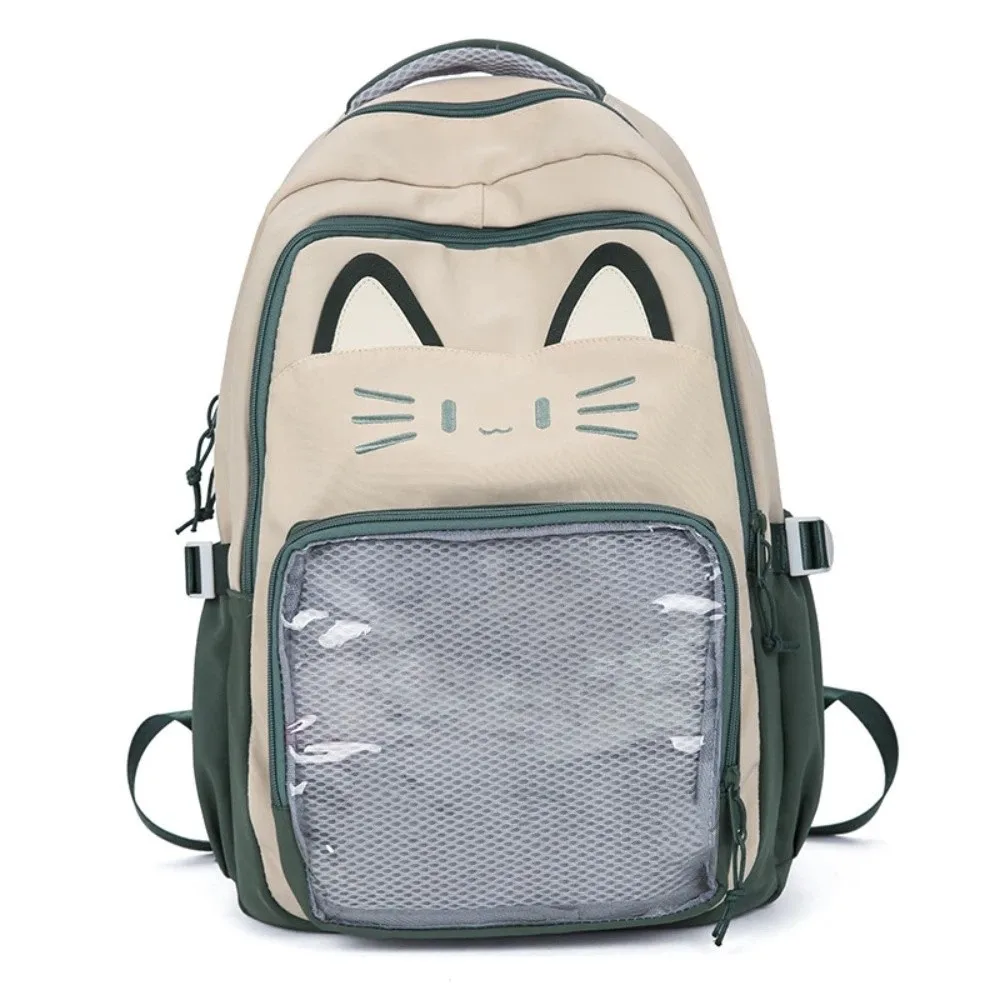 Embroidery Cartoon Ita Bag Large Capacity Cute Transparent Pocket Itabag Preppy Style Badge Display Student School Bag Woman