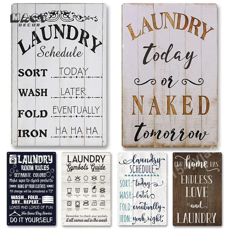 Slogan Metal Tin Sign Laundry Room Decoration Vintage Art Posters Home Hallway Bathroom Washroom Wall Decor Iron Painting Plaque