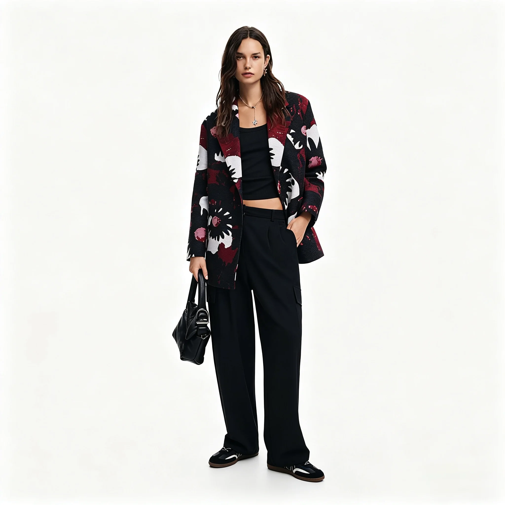 2026 new foreign trade Spain original single coat loose weave flower embroidery medium long women's coat