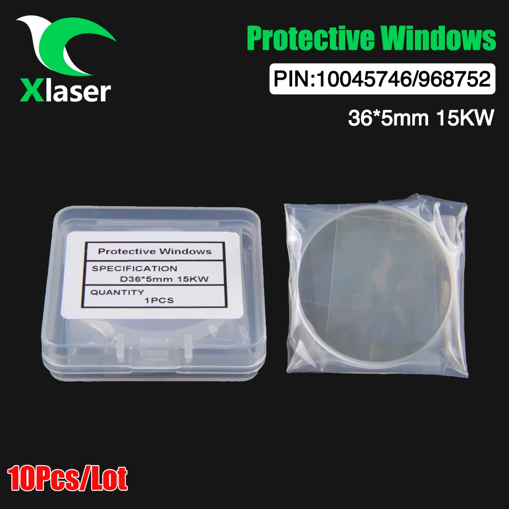 

XLaser 10Pcs/Lot Fiber Laser Protective Windows 36*5mm 15KW Protective Lens 10045746/968752 For Nukon Highyag IPG Laser Machines