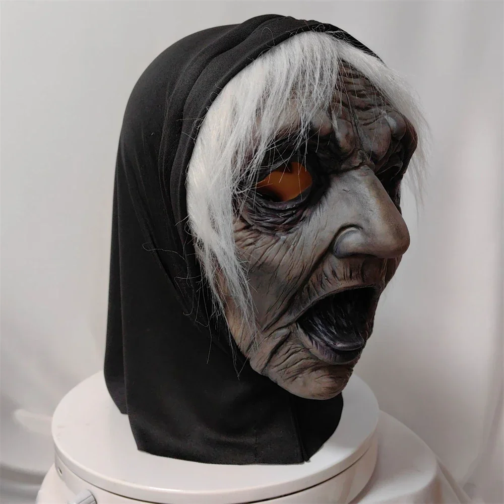 Mulher velha máscaras de bruxa halloween látex máscaras assustadoras feminino fantasma cabeça cobre festa horror bruxa truque susto máscaras cosplay traje