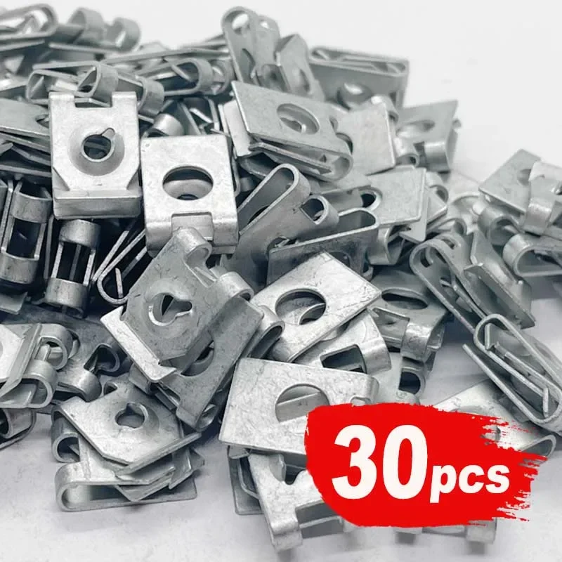 30pcs Self-tapping Cleats U Type Clips ST4.8 Snap Nuts 65Mn Spring Steel for Car Motorcycle Auto Fender Barb Clip Acessorios