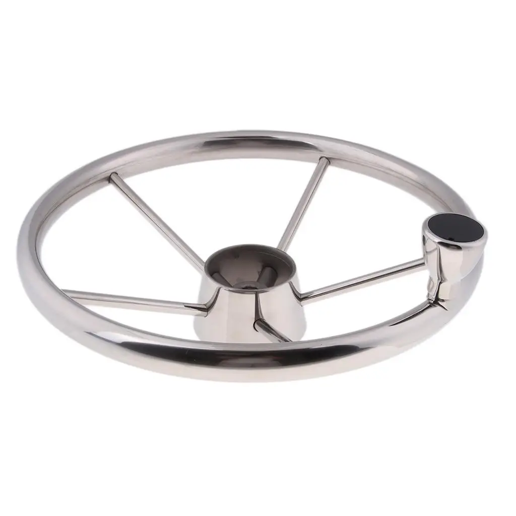 

343mm Boat Steering Wheel Stainless Steel 5 Spoke 3/4'' Shaft for Vessels Marine Yacht Speedboat Boat Accessories Marine