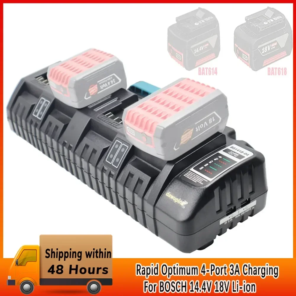 

For BOSCH 14.4V 18V Li-ion Charger Rapid Optimum 4-Port 3A Charging Current Replacement Battery Charger BS1418-04