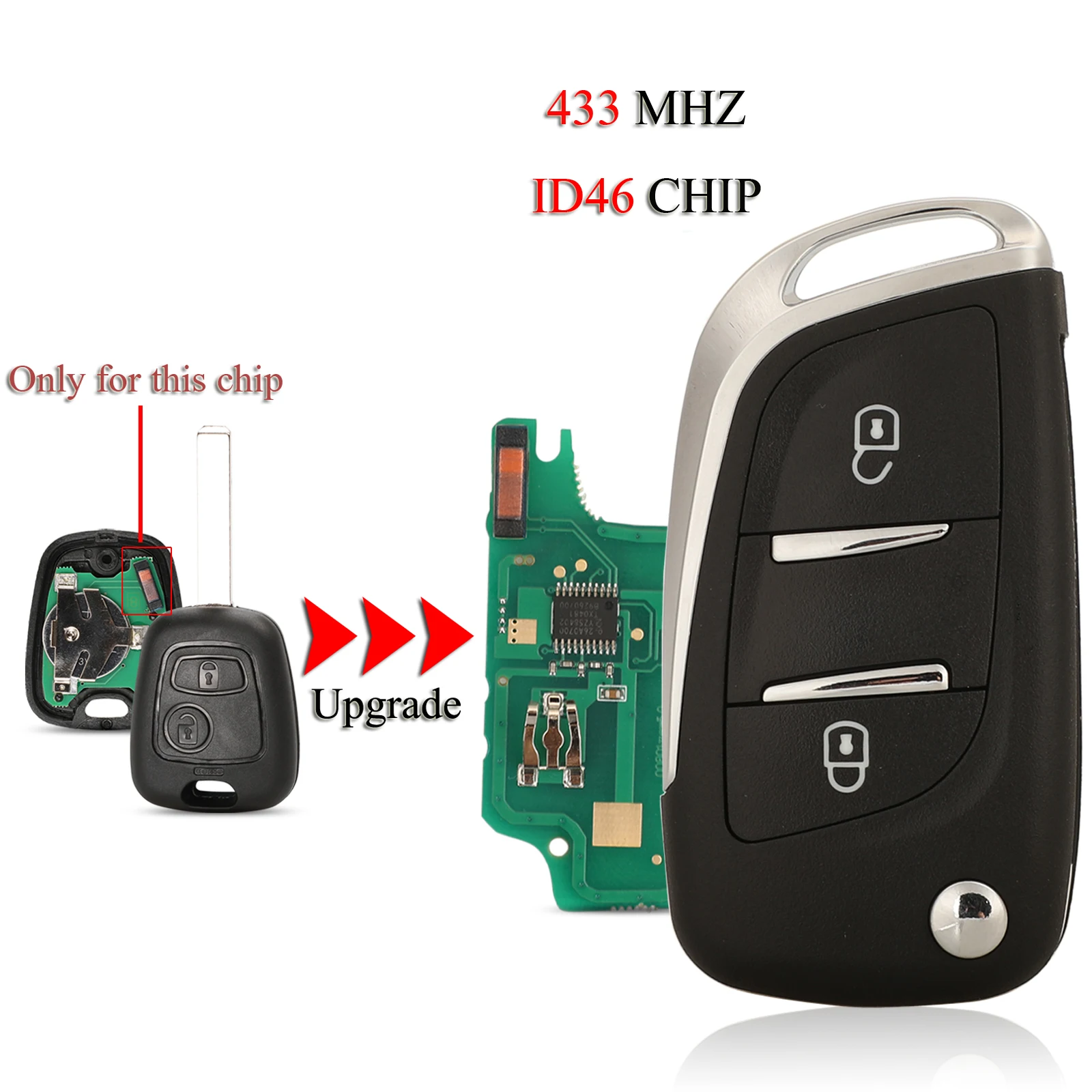 jingyuqin Upgrade Fold Remote Smart Car Key For Citroen C2 C3 For Peugeot 307 306 433MHz ID46 PCF7961Chip CE0536 HU83/VA2 Blade