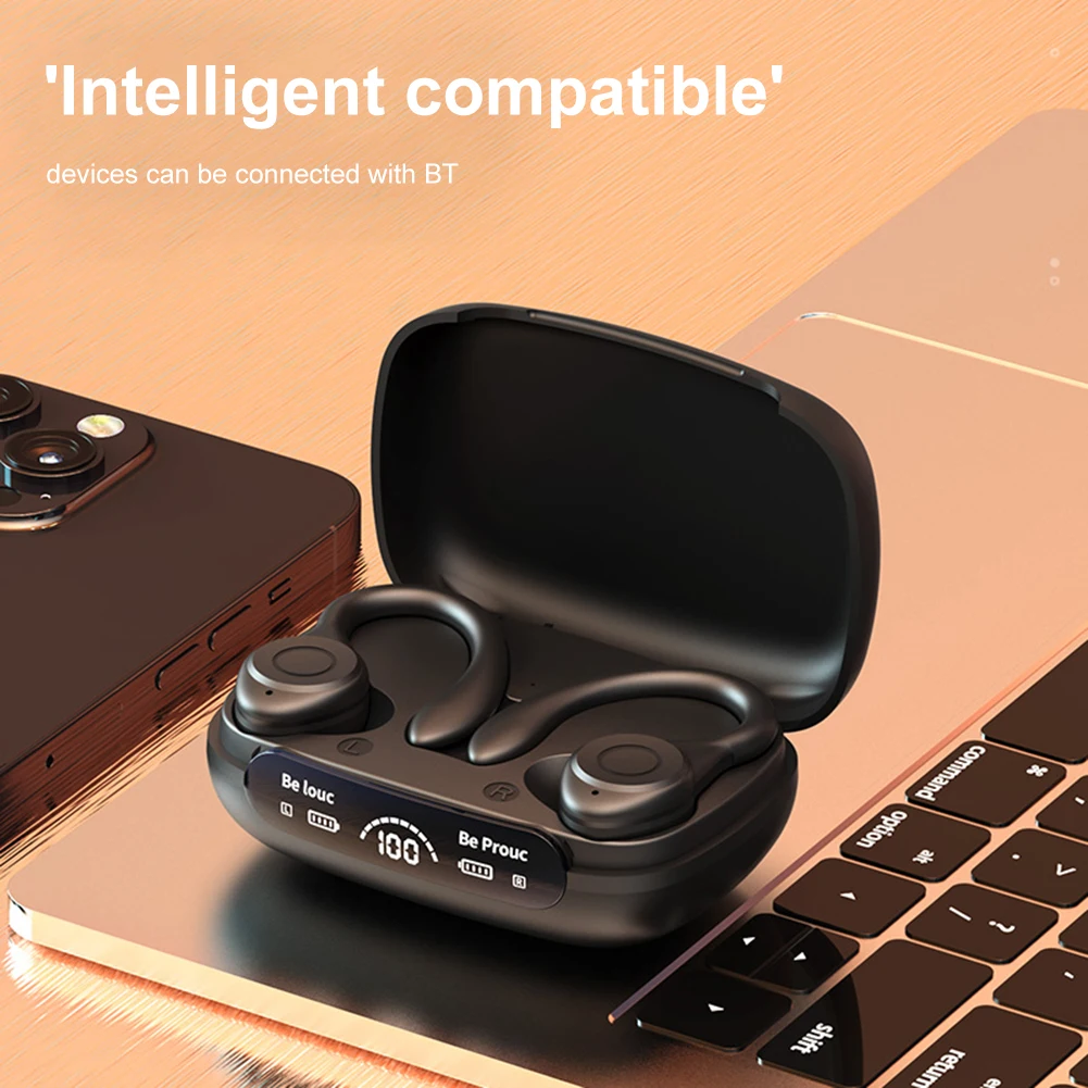 TWS سماعات الأذن هوك مقاوم للماء سماعات الألعاب بلوتوث متوافق 5.3 الحد من الضوضاء عرض الطاقة الرياضة تشغيل سماعات الأذن