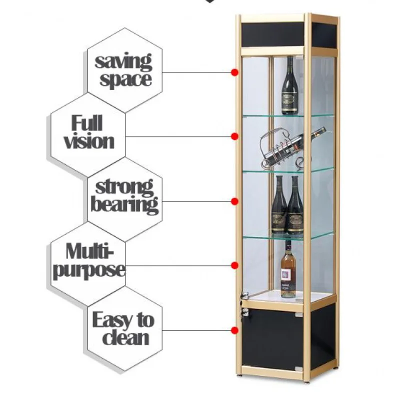 Custom, Modern Design Vloer Staande Roterende Glazen Display Vitrine Kast Zonnebril Toren Afsluitbare Glazen Toren