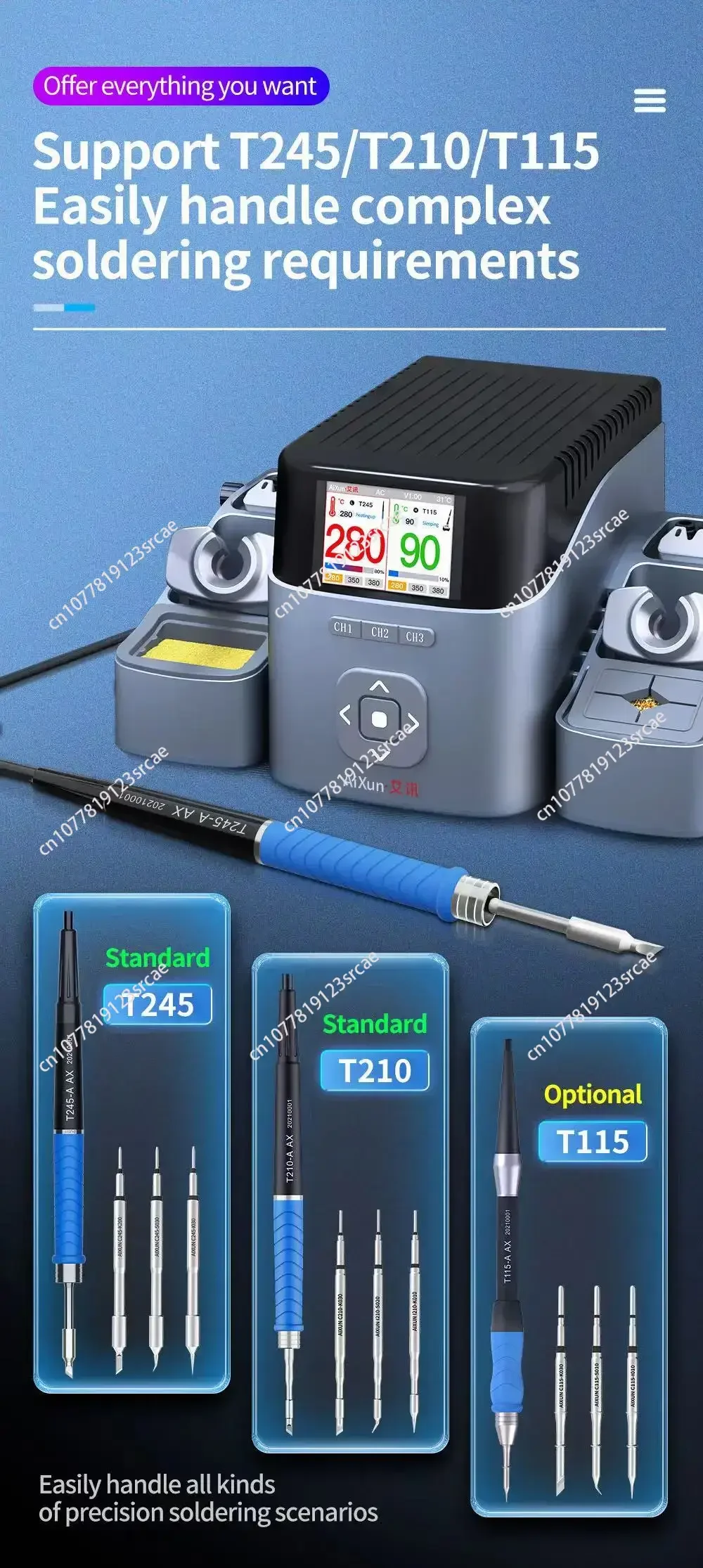 

forT420D intelligent double soldering table,2024 latest version,compatible with T245 T210 welding handle iron head