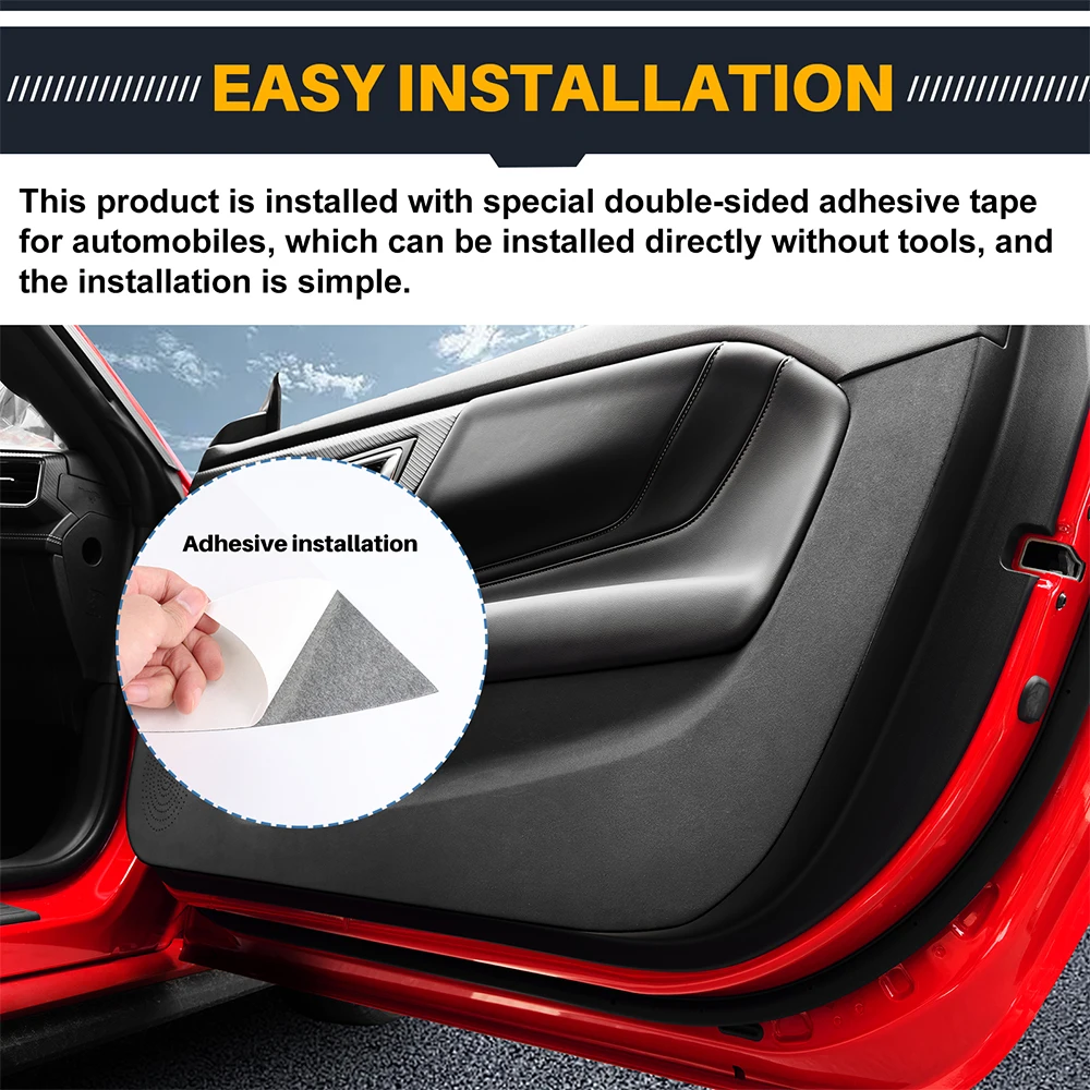 Door Protect Sticker For Ford Mustang GT 2024 2025 Anti-kick Pad Suede Leather Carbon Car Door Protect Edge Interior Accessories