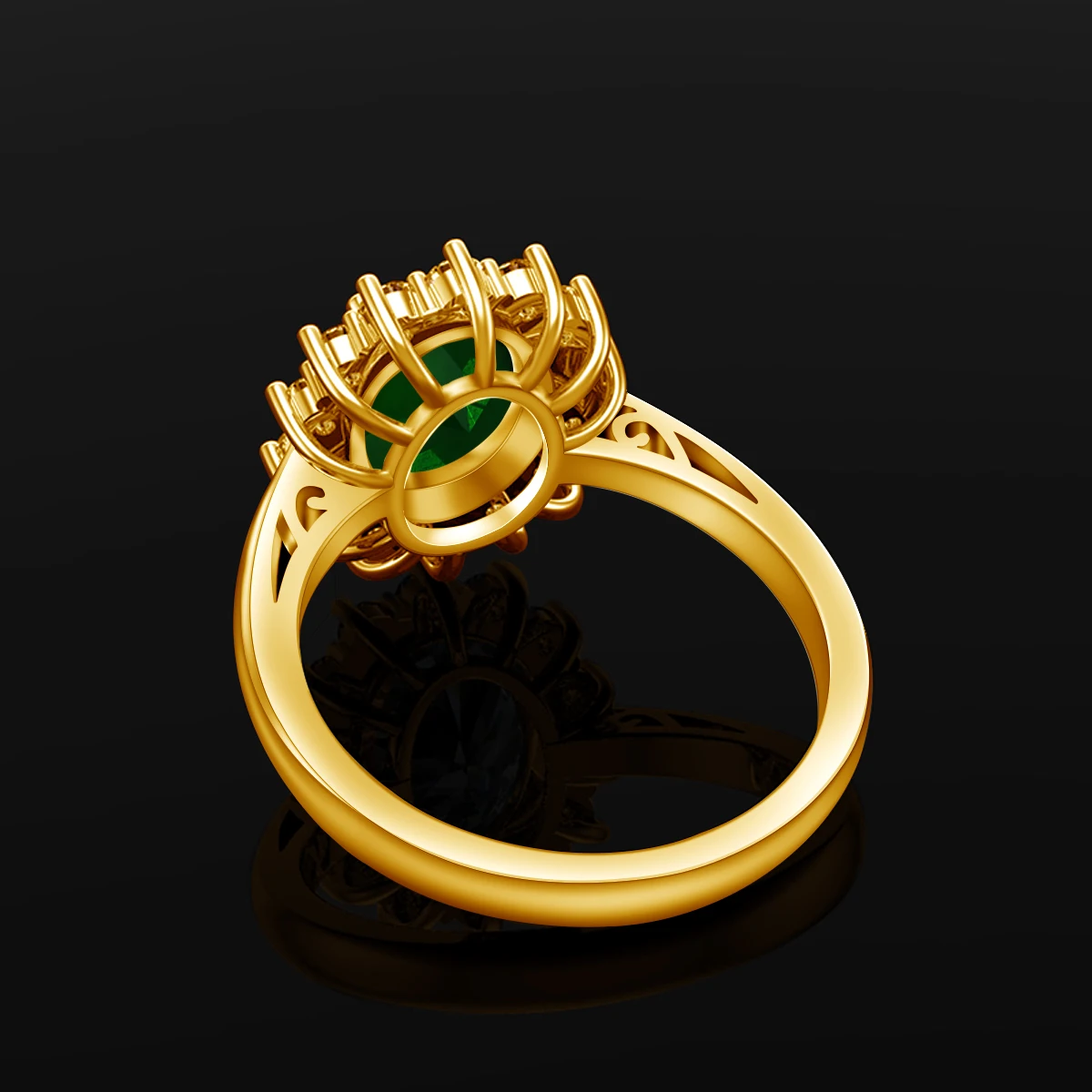 Szjinao Princess Diana Gold Emerald Ring Women Oval Stone 8*10mm Trending Victoria Jewelry luxury Engagement Gift High Quality