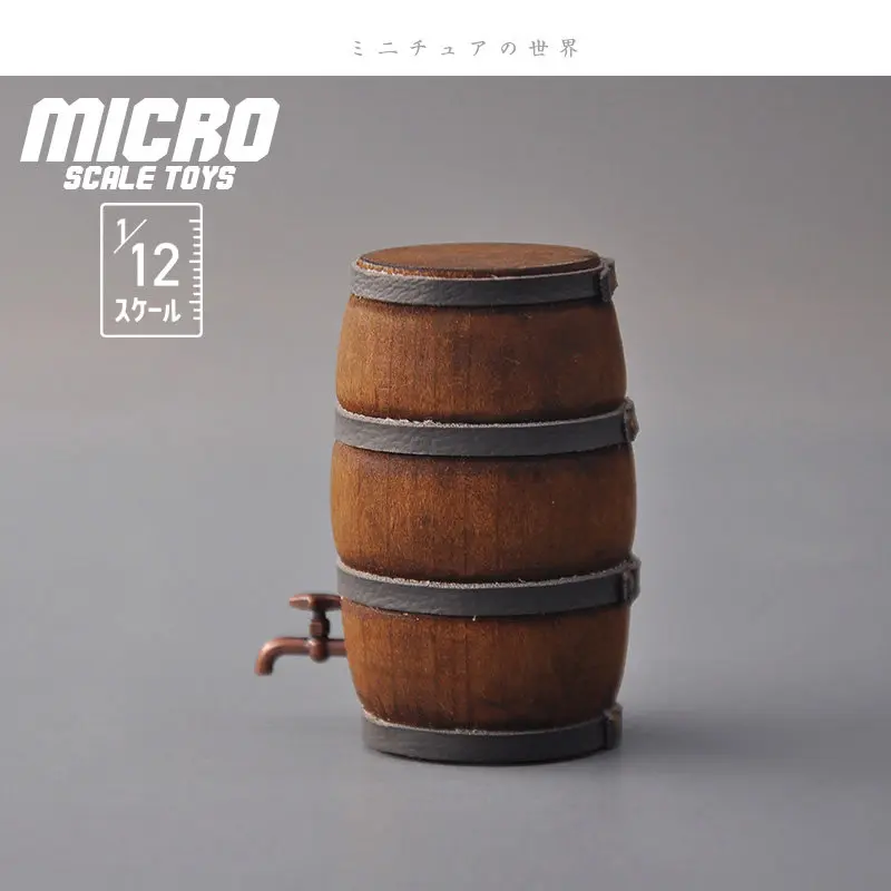 

1:12 Scale Miniature Wine Cellar Barrel Set Wooden Dollhouse Accessory with Tap for BJD Diorama Rustic Wine Decor for Collector​
