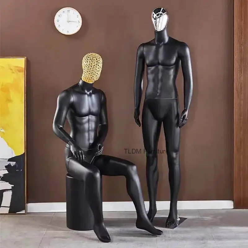 

Sitting Full Position Body Male Black Mannequin Clothing Painted Store Mall Standing Clothes Display Stand Male Mannequin FYMQ