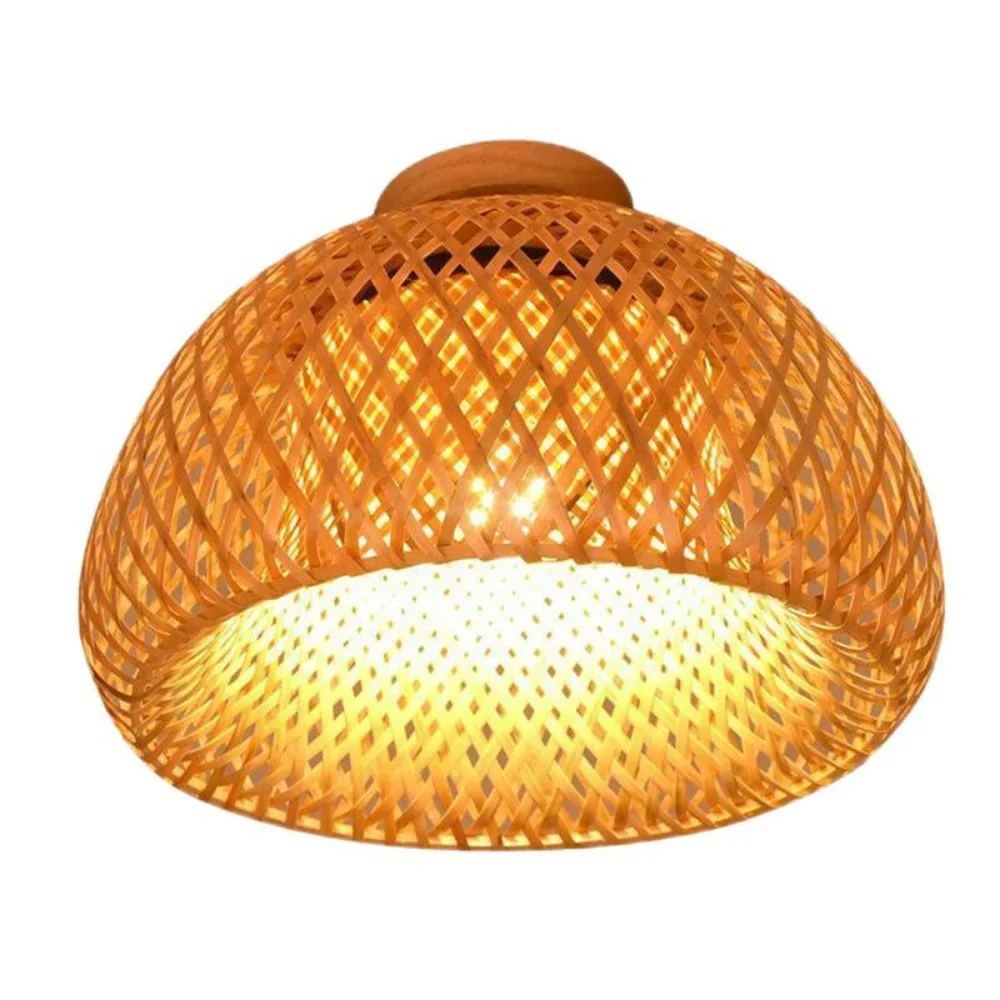 Retro Bamboo Woven Ceiling Lamp Cover Woven Lampshade Lamp Decor Accessory (without Bulb)