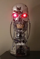 NEW 1:1 T800 T2 Skull Terminator Endoskeleton Lift-Size Bust action Figure Resin Replica Model Toy Collection gift LED EYE
