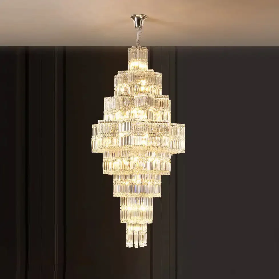 Duplex Stairwell Crystal Long  Modern Luxury Villa Hotel Lobby Banquet Hall Living Room Large